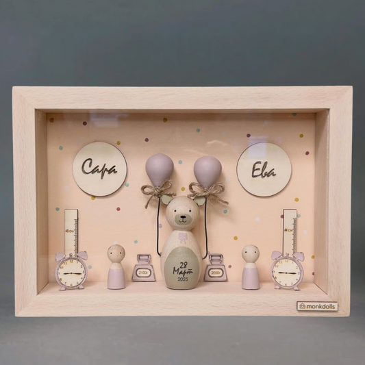 Правоаголна рамка за две деца со стакло